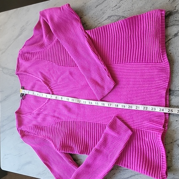 INC Ribbed Knit V Neck Long Sleeve Sweater Top Raspberry Pink size XXL NWOT - Picture 9 of 10